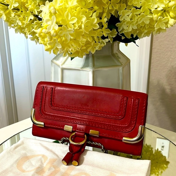 FINAL PRICE Chloé Marcie Continental Long wallet in soft red leather. - Picture 1 of 16